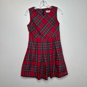 Vineyard Vines Red Plaid Sleeveless Dress Women’s 14 Holiday Tartan Fit & Flare
